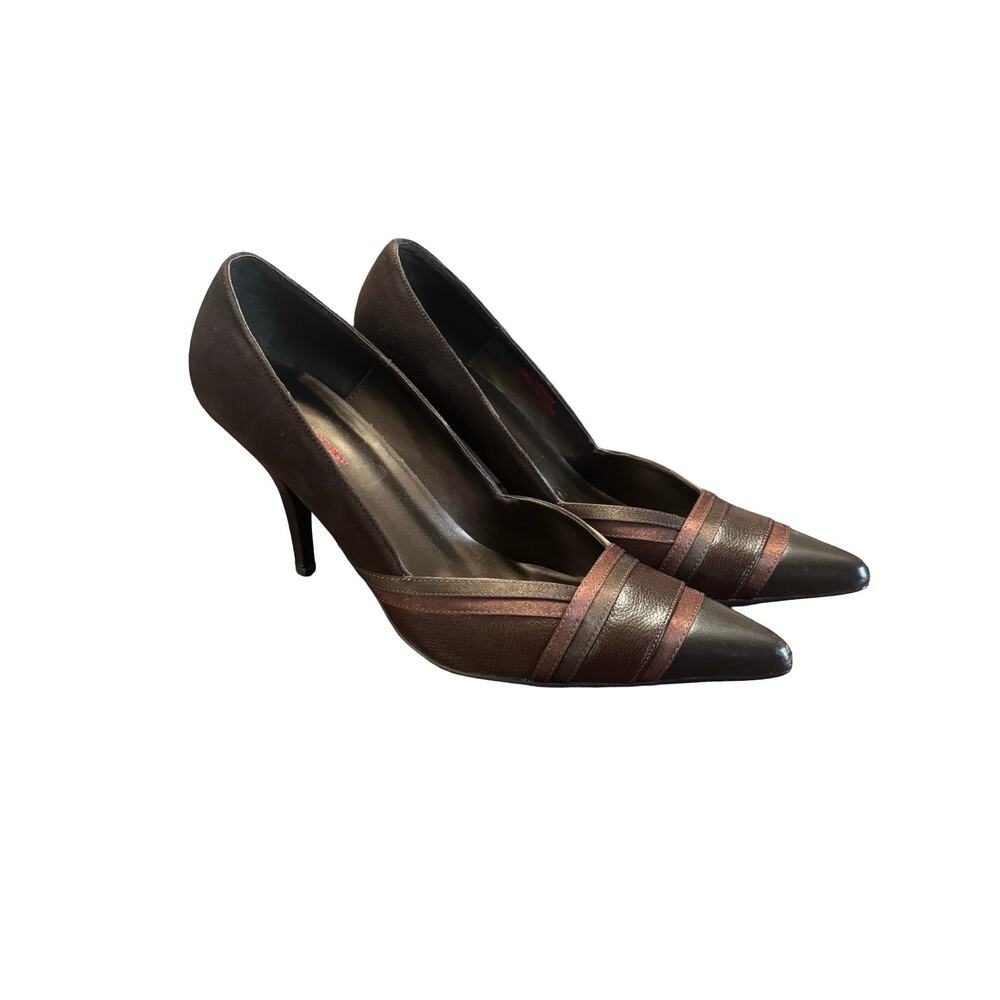 Chocolat Blu St Sesti Brown Leather Pointed Toe Heels Size 8.5
